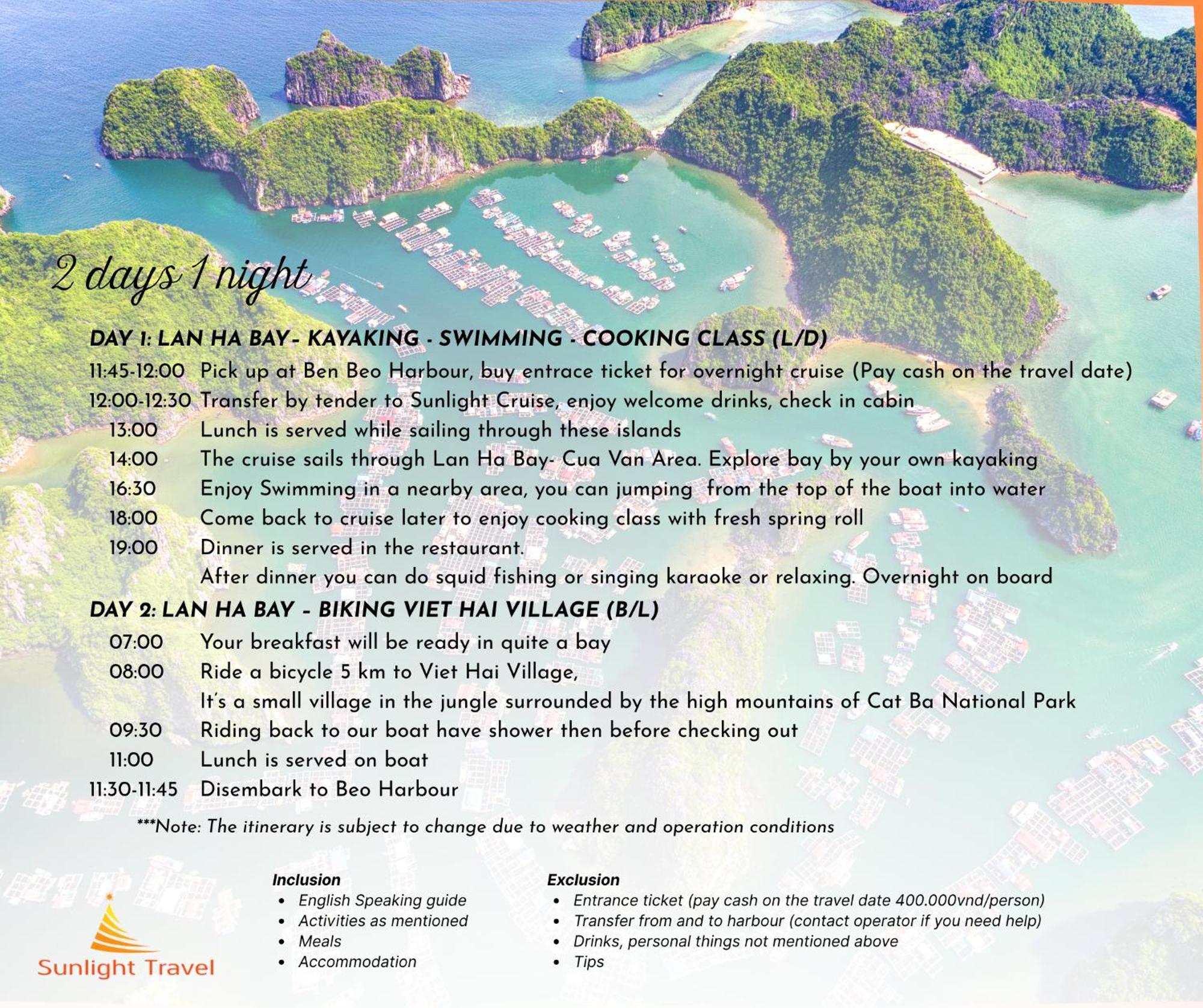 Hotel Sunlight Boutique Cruise - Cat Ba Island Hạ Long Exterior foto